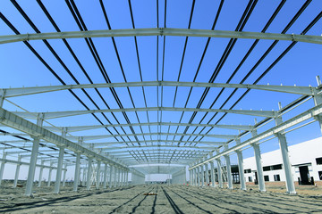 Steel structure workshop is under construction