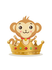 Monkey In The Crown. Cute Vector Monkey. Gold Crown. Animal Vector. Monkey Crown Emoji. Rich Monkey Logo. Abundant Monkey King. Plentiful Monkey.