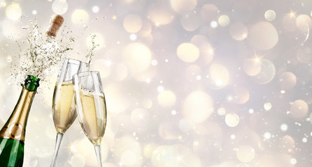 Champagne Explosion With Toast Of Flutes - Powered by Adobe