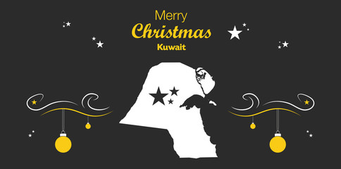 Merry Christmas illustration theme with map of Kuwait