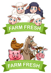 Label design with farm animals