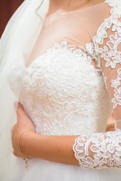 Bride Touching Dress Corset