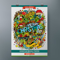 Cartoon doodles Merry Christmas poster