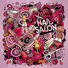 Cartoon doodles Nail salon illustration