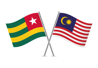 Togo and Malaysia flags. Vector illustration.