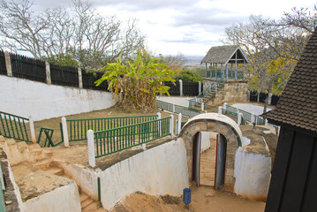The palace Mahandrihono and royal tombs on the Royal hill Ambohi