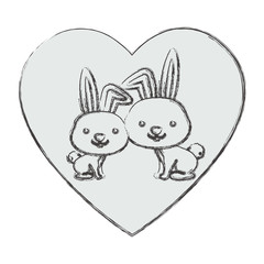 Rabbit cartoon in love icon. Animal cute adorable creature and friendly theme. Isolated design. Vector illustration