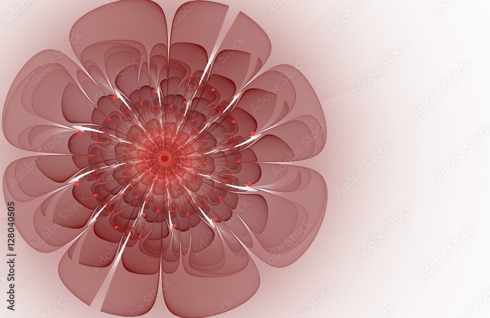 Poster abstract red fractal flower computer generated image, background for text labels