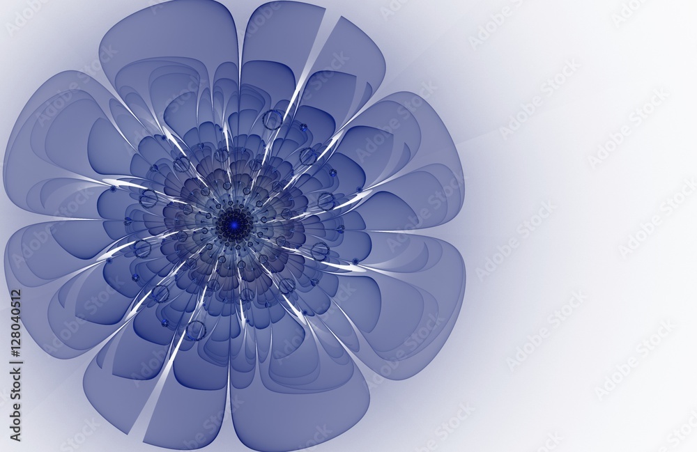 Fototapete abstract blue fractal flower computer generated image, background for text labels