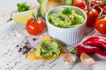 Guacamole sauce and indredients