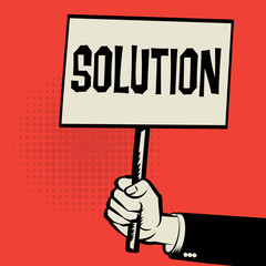 Poster in hand, business concept with text Solution