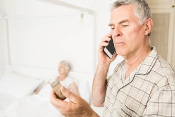 Senior man calling because of pills