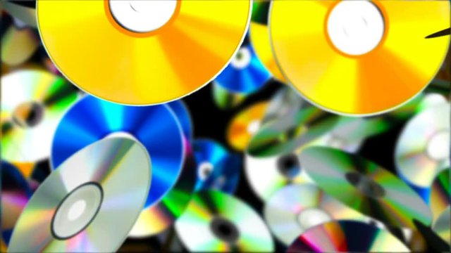 Falling Compact Discs. Abstract Loopable Background