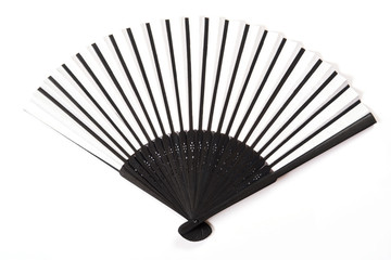Japanese stylish black/white fan is isolated on a white background