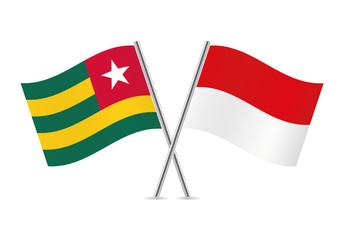 Togo and Indonesia flags. Vector illustration.
