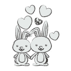 Rabbit cartoon in love icon. Animal cute adorable creature and friendly theme. Isolated design. Vector illustration