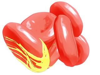 Abstract red blood cells with atherosclerosis , 3d illustration