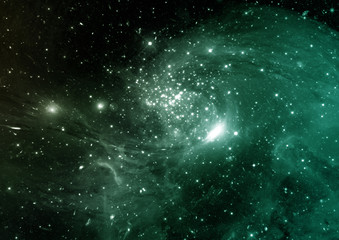 Stars, dust and gas nebula in a far galaxy