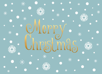 Merry Christmas card with snowflakes and snow, vector template.