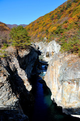 栃木県日光市　秋の龍王峡　紅葉