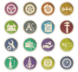 car shop icon set