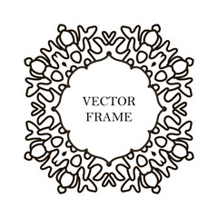 Vector decorative line art frame for design template.
