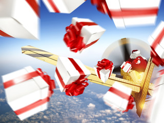 santa claus in plane 