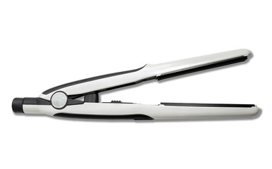 Curling iron with ceramic plates isolated on white background