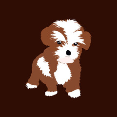 Cute puppy dog illustration on brown background | animal isolated art