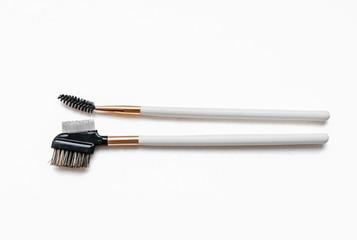 Two make up brushes for eyebrow isolated on white