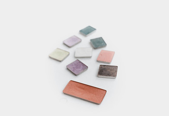 set of pastel eyeshadows isolated on white background