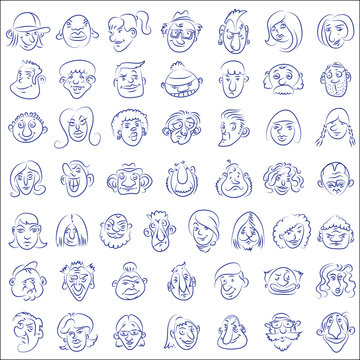 Collection of drawn funny faces