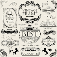 Set of a swirl floral retro frames