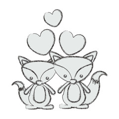 Fox cartoon in love icon. Animal cute adorable creature and friendly theme. Isolated design. Vector illustration