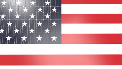 Solar Energy Concept using the United States Flag 3d Illustratio