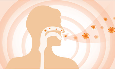 Influenza infection.Virus. Getting germs in the throat. Flu season