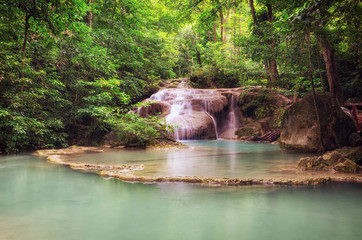 Naklejka premium Erawan Waterfalls (Thailand) fairy atmosphere