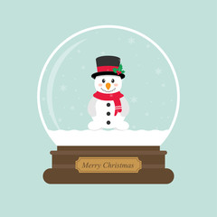cartoon christmas snowglobe and cute snowman
