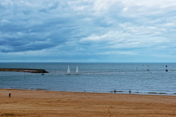 Boats at English Channel in Trouville in Calvados Normandy France