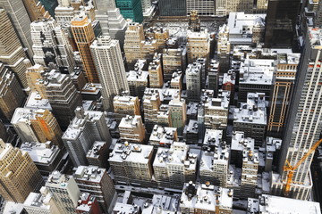 Roofs of New York under the snow