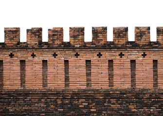 Old bricks wall of Thai old Temple at Ayutthaya Historical Park