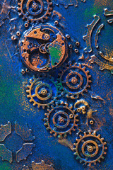 handmade steampunk background mechanical cogs wheels clockwork