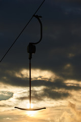 ski lift anchor at sunset
