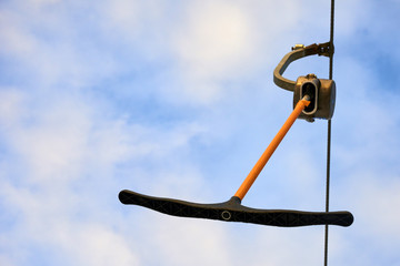 Fototapeta premium ski lift anchor at sunset 