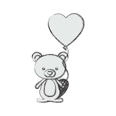 Beaver cartoon in love icon. Animal cute adorable creature and friendly theme. Isolated design. Vector illustration