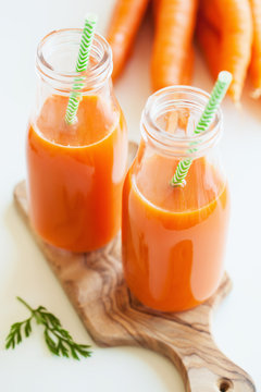 fresh carrot juice and vegetables