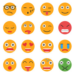 Vector creative cartoon style smiles with different emotions