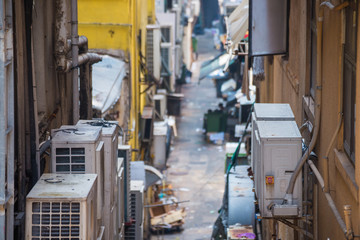 Behind Building in narrow alley