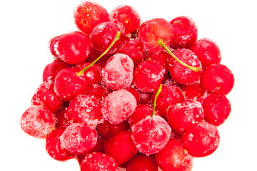 frozen cherry on a white background.