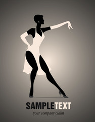 Elegant woman silhouette dancing retro style